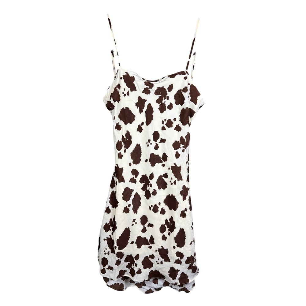 Thirty Thirty L.A. Dress Womens S 6EAAZ445 Brown Cow Print Tie Back NEW